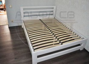 Кровать из дерева на заказ К-011 в спальню фото
