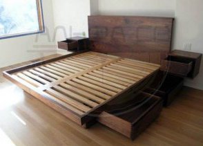 Кровать из дерева на заказ К-038 в спальню фото