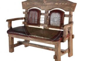 Кресло двухместное из дерева под старину КД-004 на заказ фото